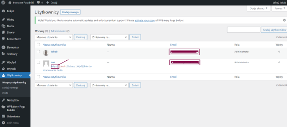 Edycja istniejących użytkowników WordPress