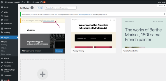 Aktualizacja motywu w WordPress