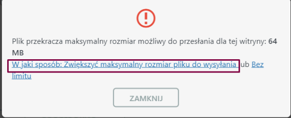 Limit maksymalny rozmiar przesyłanego pliku WordPress