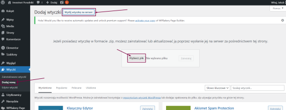 Instalacja rozszerzenia wtyczki All in One WP Migration