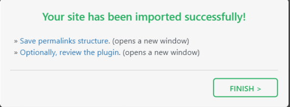 Komunikat o udanym przywracaniu kopii zapasowej