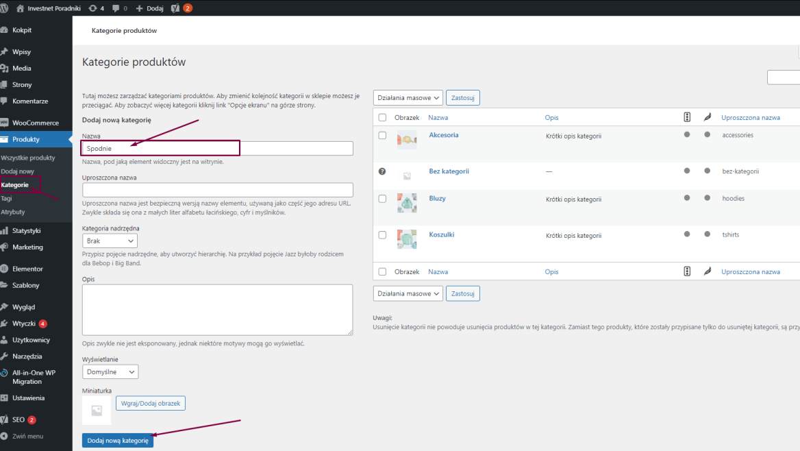 Jak dodać kategorie produktów WooCommerce
