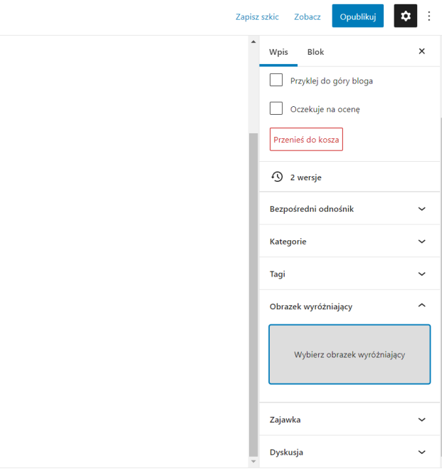 Dodawanie obrazka wyróżniającego do wpisu WordPress