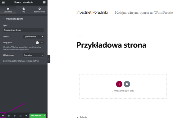 Ustawienia strony w Elementorze
