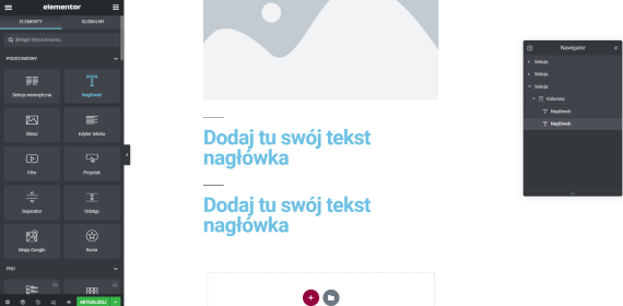 Dodawanie widżetów Elementora do treści