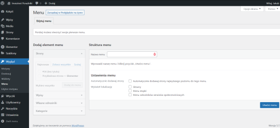 Dodawanie menu w WordPress
