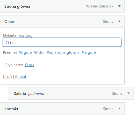 Zmiana nazwy strony w menu
