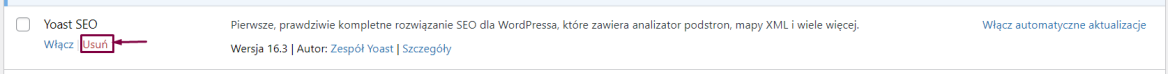 Usuwanie wtyczki z WordPress