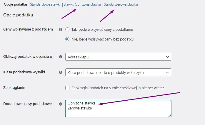 Stawki podatkowe WooCommerce