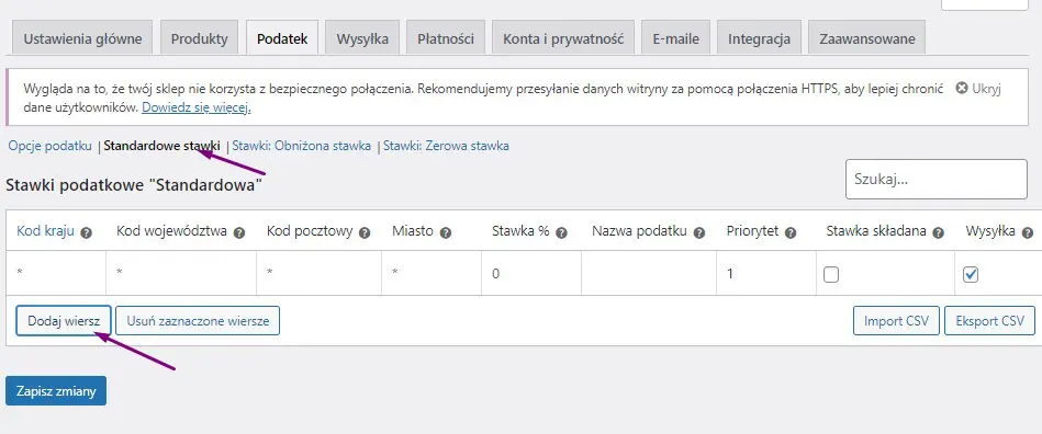 Ustawienie podatku WooCommerce