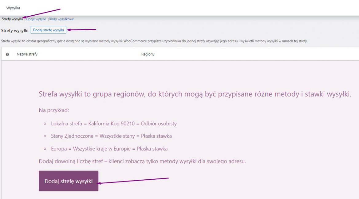 Dodawanie Strefy Wysyłki WooCommerce