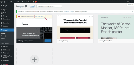 Aktualizacja motywu w WordPress