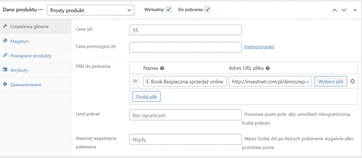 Produkty wirtualne do pobrania WooCommerce