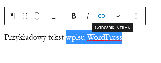 Dodawanie linku w edytorze treści WordPress