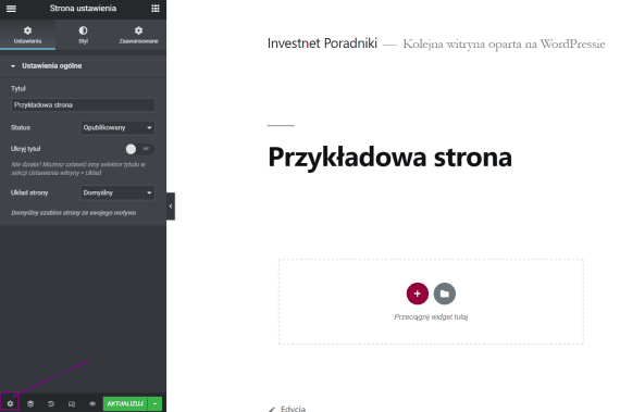 Ustawienia strony w Elementorze